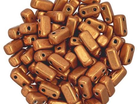 Czechmate 3mm X 6mm Brick Glass Czech Two Hole Bead, Saturated Metallic Russet Orange For Discount