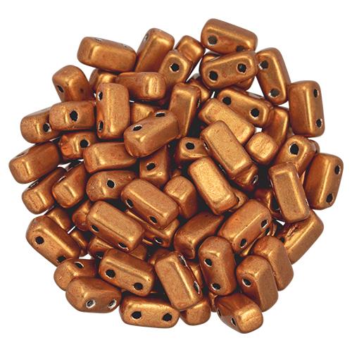 Czechmate 3mm X 6mm Brick Glass Czech Two Hole Bead, Saturated Metallic Russet Orange For Discount