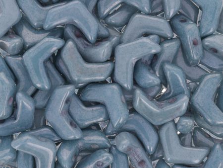 Vee Bead, 2 hole chevron, Luster Opaque Blue, 25 pieces Online now