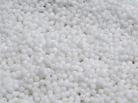 2mm Czech Fire Polish Beads, Matte White, 50 pieces Fashion