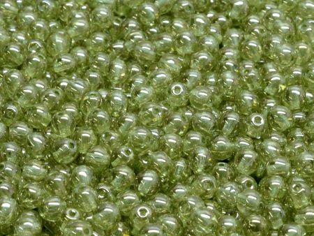 4mm Czech Round Druk Bead, Crystal Light Green Luster, 50 pieces Discount