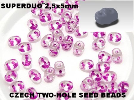 Superduo, Crystal - Lt Purple-Lined, SD0003-44826, 8 grams Fashion