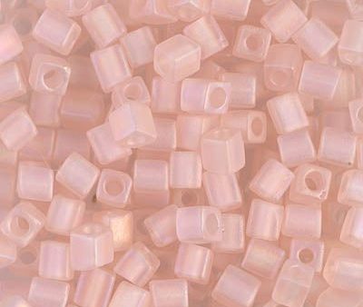 Miyuki 4mm Cube Bead, Matte Transparent Light Tea Rose AB, #155FR, 5 grams Online Hot Sale