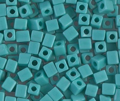 Miyuki 4mm Cube Bead, Opaque Turquoise Green, #412, 5 grams Cheap