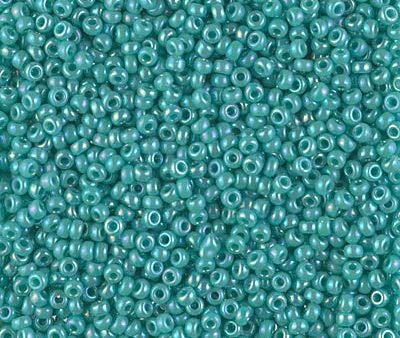 Miyuki 11 Round Seed Bead, 11-0481, Opaque Turquoise Green AB, 13 grams Hot on Sale