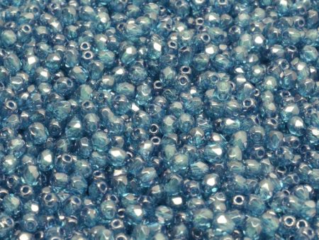 3mm Czech Fire Polish Beads, Crystal Blue Luster, 50 pieces Online now