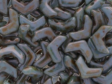 Vee Bead, 2 hole chevron, Luster Opaque Green, 25 pieces Sale