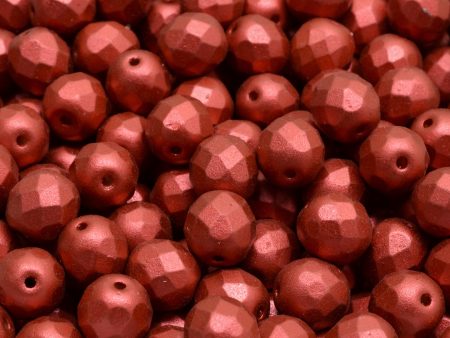 8mm Czech Fire Polish Beads, Matte Metallic Lava Red, 25 pieces Online