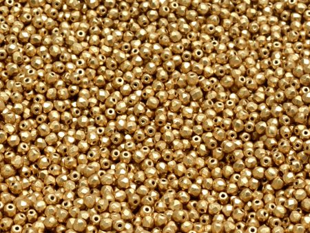 2mm Czech Fire Polish Beads, Light Gold Matte, 50 pieces For Cheap