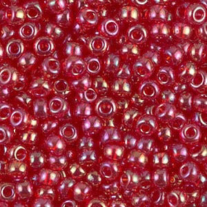 Miyuki 8 Round Seed Bead, 8-254, Transparent Red AB, 10 grams For Discount