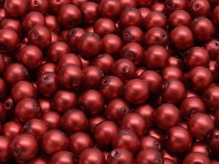 6mm Czech Round Druk Bead, Lava Red Pearl, 50 pcs For Discount