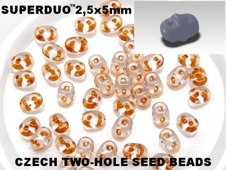 Superduo, Crystal - Peach-Lined, SD0003-44887, 8 grams Hot on Sale