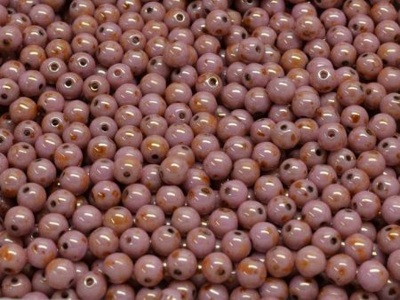 4mm Czech Round Druk Bead, Alabster Rose Gold Topaz Luster, 50 pcs Hot on Sale