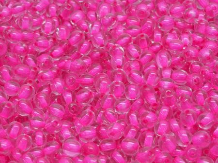 4mm Czech Round Druk Bead, Crystal Pink Lined, 50 pcs For Sale