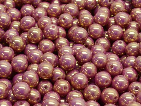 6mm Czech Round Druk Bead, Gold Amethyst Alabaster, 50 pcs Fashion