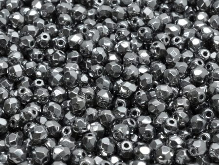 4mm Czech Fire Polish Beads, Crystal Full Chrome, 50 pieces Online now