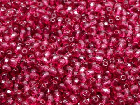 3mm Czech Fire Polish Beads, Fuchsia, 50 pieces Online now