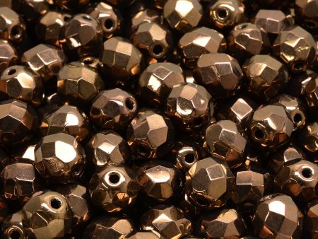 8mm Czech Fire Polish Beads, Dk Bronze, 25 pieces Sale