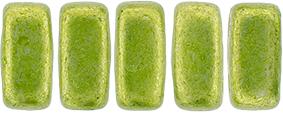 Czechmate 3mm X 6mm Brick Glass Czech Two Hole Bead, Saturated Metallic Lime Punch Online Sale