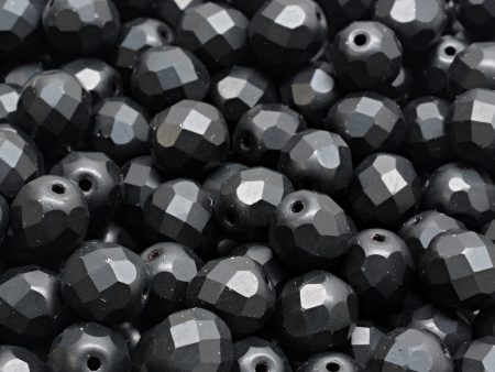 8mm Czech Fire Polish Beads, Jet Matte, 25 pieces Fashion