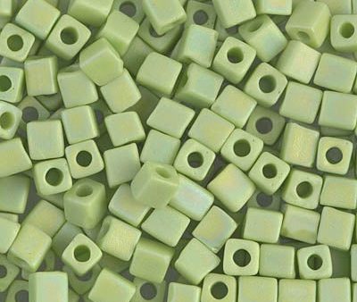 Miyuki 4mm Cube Bead, Matte Opaque Chartreuse AB, #416FR, 5 grams Hot on Sale