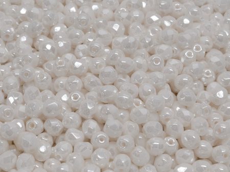 4mm Czech Fire Polish Beads, Chalk Luster, 50 pieces Hot on Sale