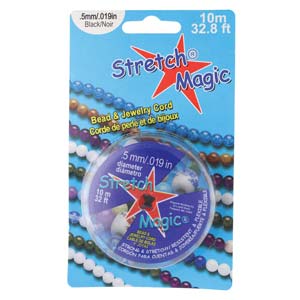 Stretch Magic 0.5mm Black Stretch Cord, 10 yards Supply