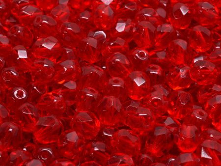 6mm Czech Fire Polish Beads, Ruby, 50 pieces Online now