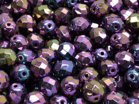 8mm Czech Fire Polish Beads, Iris Purple, 25 pieces Online