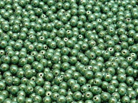 3mm Czech Round Druk Bead, Alabaster Pearlescent Green, 50 pieces on Sale