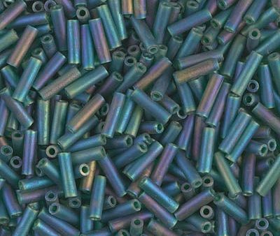 Miyuki 6mm Bugle Beads, Matte Transparent Dark Emerald AB, BGL2-0156FR, 17 grams Online