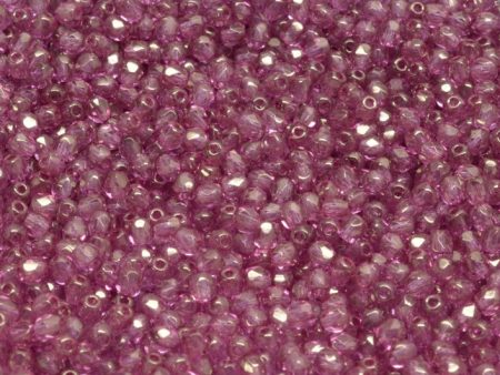 3mm Czech Fire Polish Beads, Crystal Pink Luster, 50 pieces For Cheap