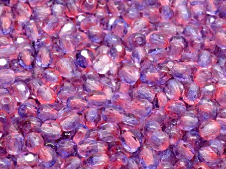 4mm Czech Fire Polish Beads, Crystal Fuchsia Tanzanite, 50 pieces Fashion