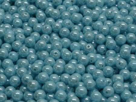 4mm Czech Round Druk Bead, Turquoise Blue Luster, 50 pieces Fashion