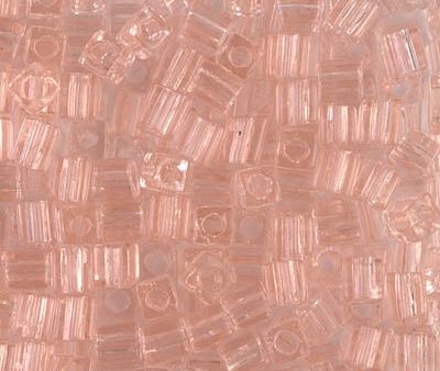 Miyuki 4mm Cube Bead, Transparent Light Tea Rose, #155, 5 grams Supply