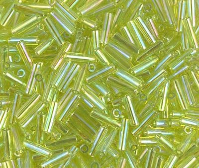 Miyuki 6mm Bugle Beads, Transparent Chartreuse AB, BGL2-0258, 17 grams Discount