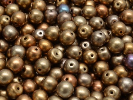 6mm Czech Round Druk Bead, Gold Rainbow, 50 pcs For Cheap