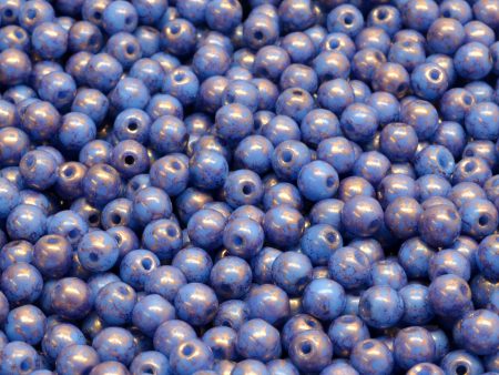 4mm Czech Round Druk Bead, Cornflower Blue Bronze, 50 pieces Discount