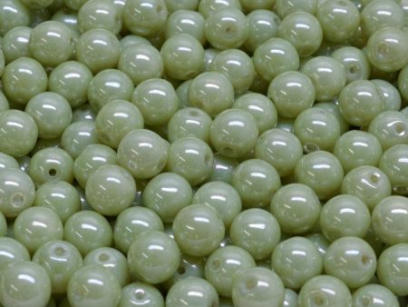 6mm Czech Round Druk Bead, Light Green Alabaster, 50 pieces Hot on Sale