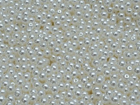 3mm Czech Round Druk Bead, Cream White Pearl, 50 pieces Supply