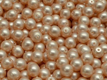 6mm Czech Round Druk Bead, Light Orange Cream Pearl, 50 pcs on Sale