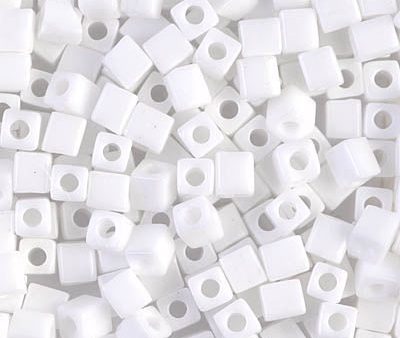 Miyuki 4mm Cube Bead, Opaque White, #402-50, 5 grams For Cheap