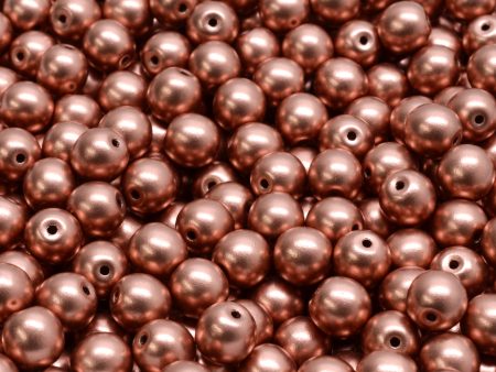 6mm Czech Round Druk Bead, Copper Gold Matte, 50 pcs For Discount