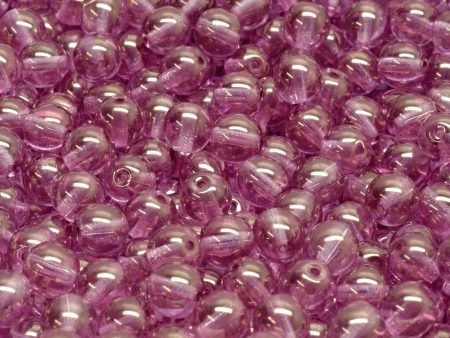 6mm Czech Round Druk Bead, Crystal Pink Luster, 50 pcs For Cheap