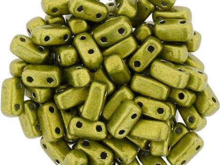 Czechmate 3mm X 6mm Brick Glass Czech Two Hole Bead, Saturated Metallic Meadowlark Sale