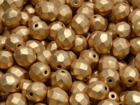 8mm Czech Fire Polish Beads, Light Gold Matte, 25 pieces Online