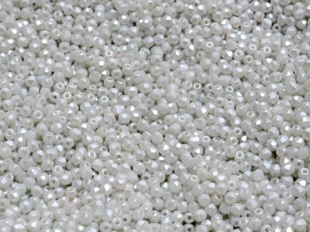 2mm Czech Fire Polish Beads, Pearl Coat White, 50 pieces For Sale