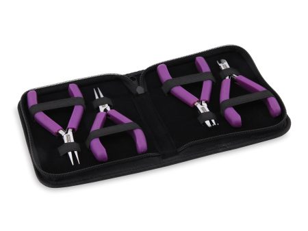 Beadalon Designer Series Pliers Kit, Purple Vinyl-Free Grips, 4 pc with Zip Pouch Online now