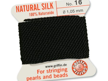 Griffin Slk Cord, Black Size 16, 1.5mm, 2 yards For Cheap