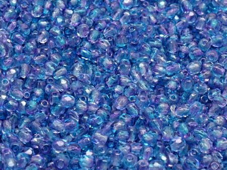 3mm Czech Fire Polish Beads, Crystal Blue Purple, 50 pieces For Cheap